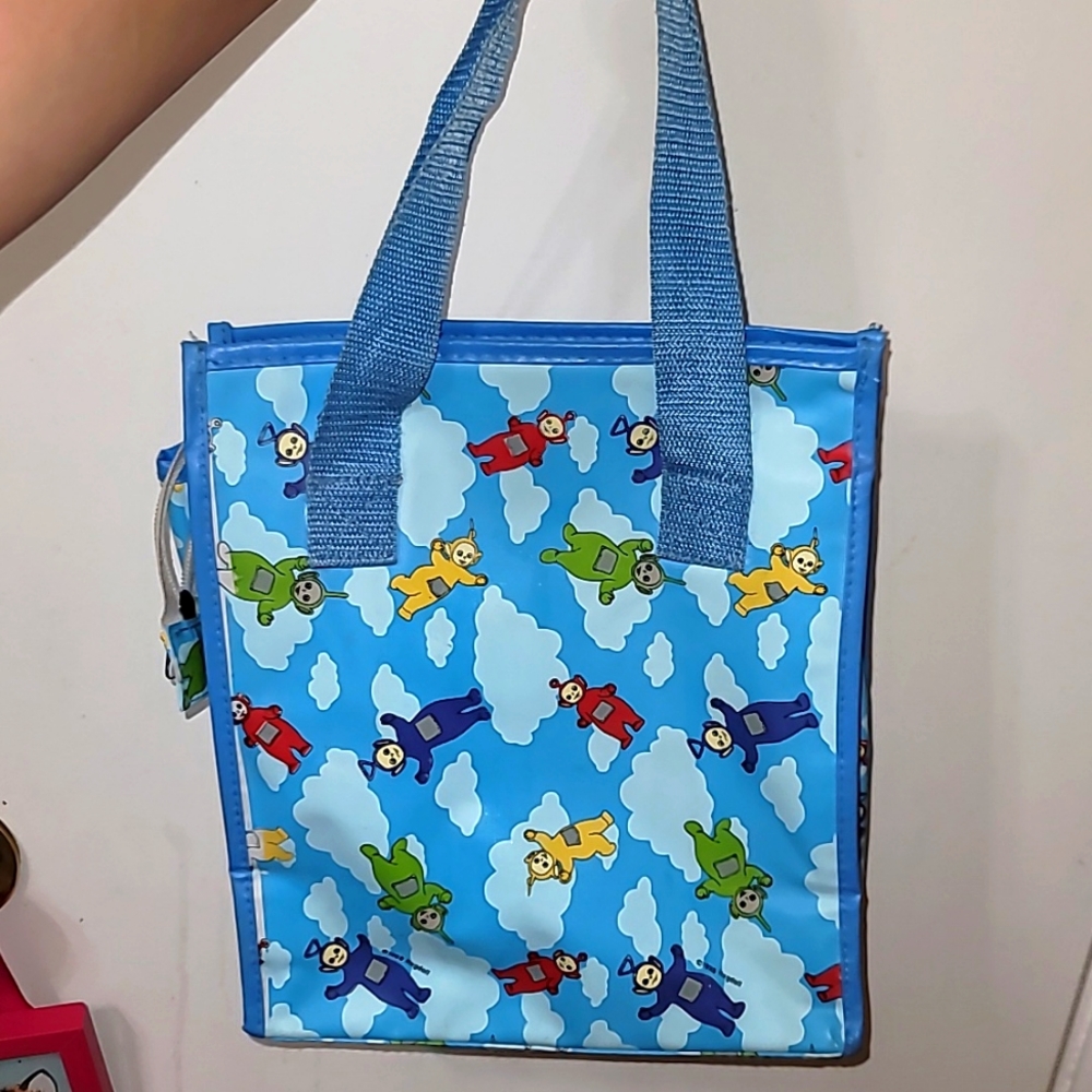 Teletubies lunch bag insulated 1999 vintage hand bag zipper closure unisex